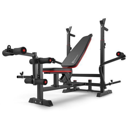 Набор со скамьей HS-1075 Pro и штангой Premium 39 кг Красный, Черный 00-G00000222 фото
