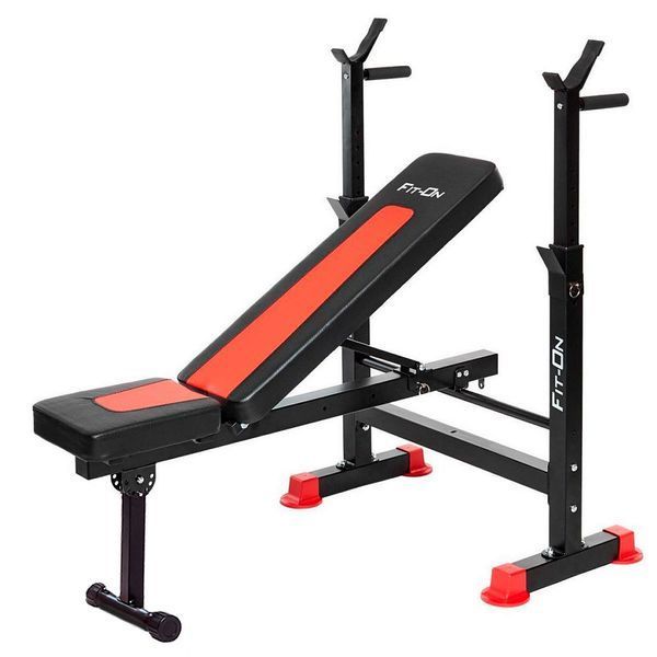 Скамья тренировочная Fit-On FN-S101 + штанга и гантели 140кг 23399~13 фото