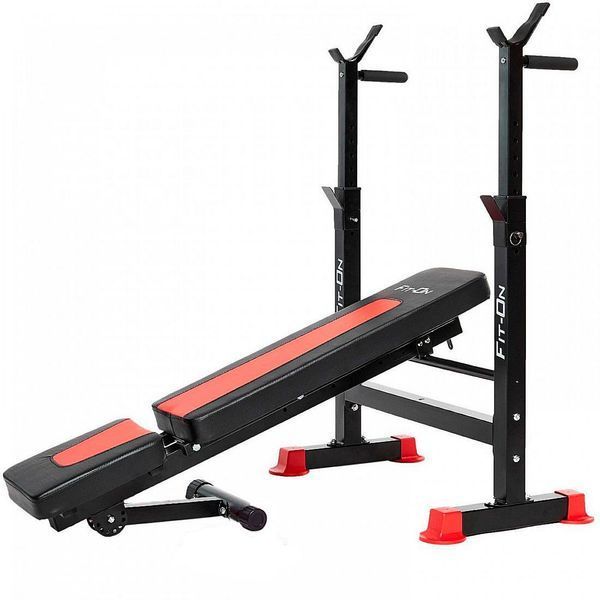 Скамья тренировочная Fit-On FN-S101 + штанга и гантели 123кг 23402~13 фото