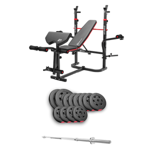 Набор со скамьей HS-1065HB Pro и штангой Premium 69 кг Красный, Черный  00-G00000221 фото