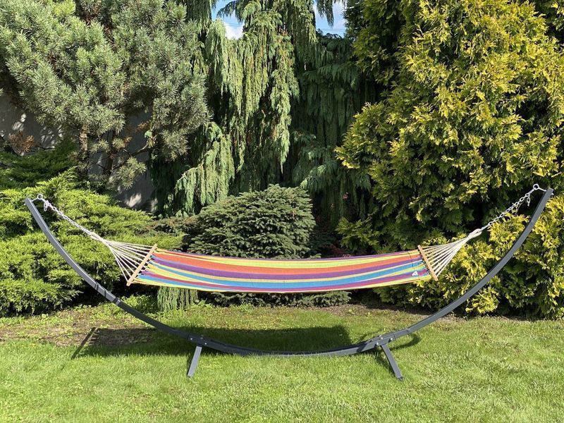 Одномісний гамак RIO XL Веселка 200х100 з планкою WCG БЕЗ СТІЙКИ  H08-1-G31(m) фото