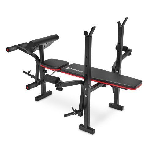 Набор со скамьей HS-1055 Pro и штангой Premium 39 кг Красный, Черный  00-G00000218 фото